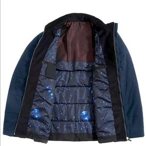 Mens Jacket Blue Lightweight Down Cotton Puffer Coats Wind Breaker Water Resist